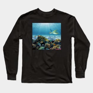 Aquatic Coral Reef Background Long Sleeve T-Shirt